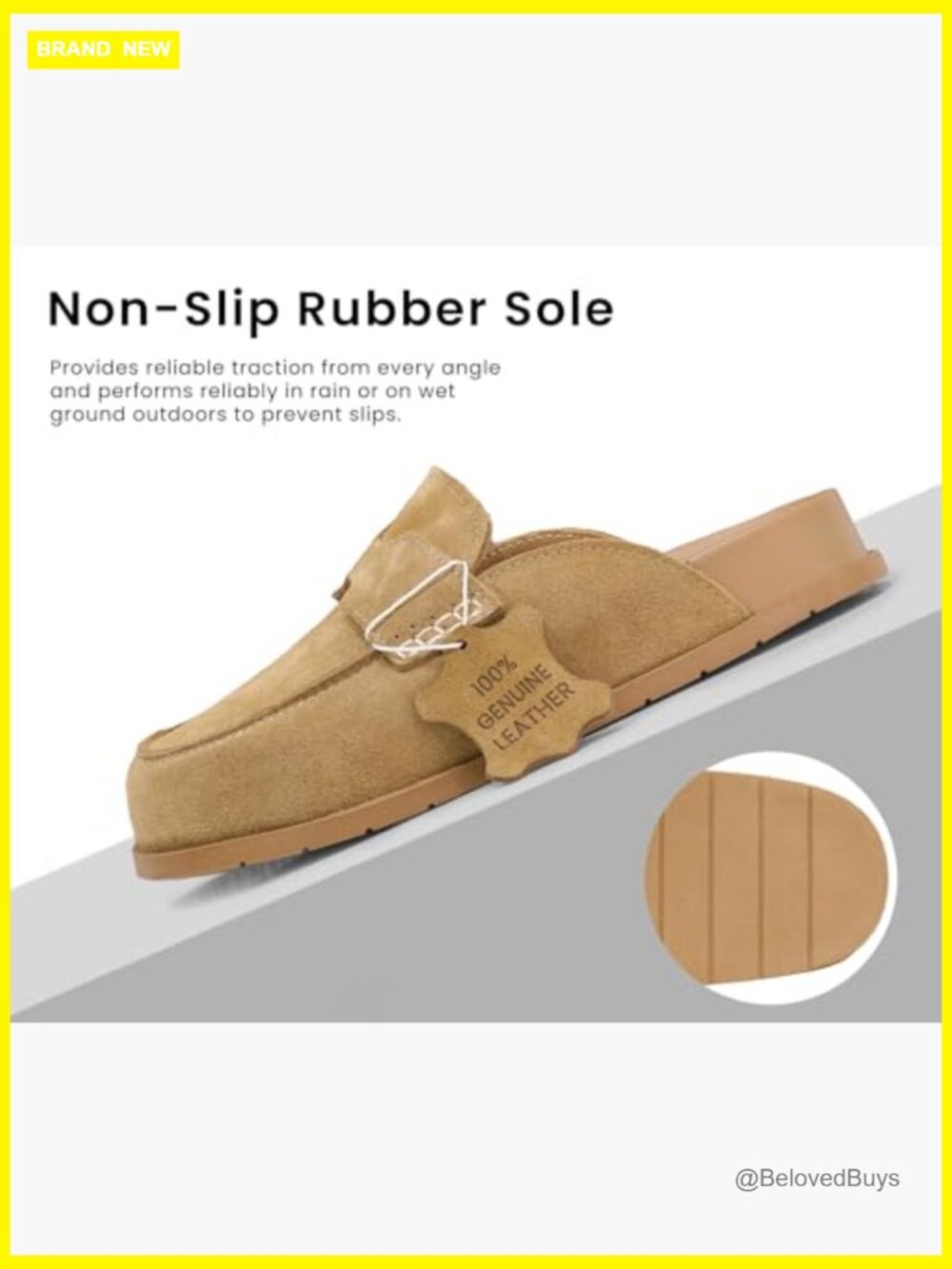 Genuine Suede Clogs Slip On Mules with Memory Foam Arch Support Non-Slip Sole - Picture 5 of 7